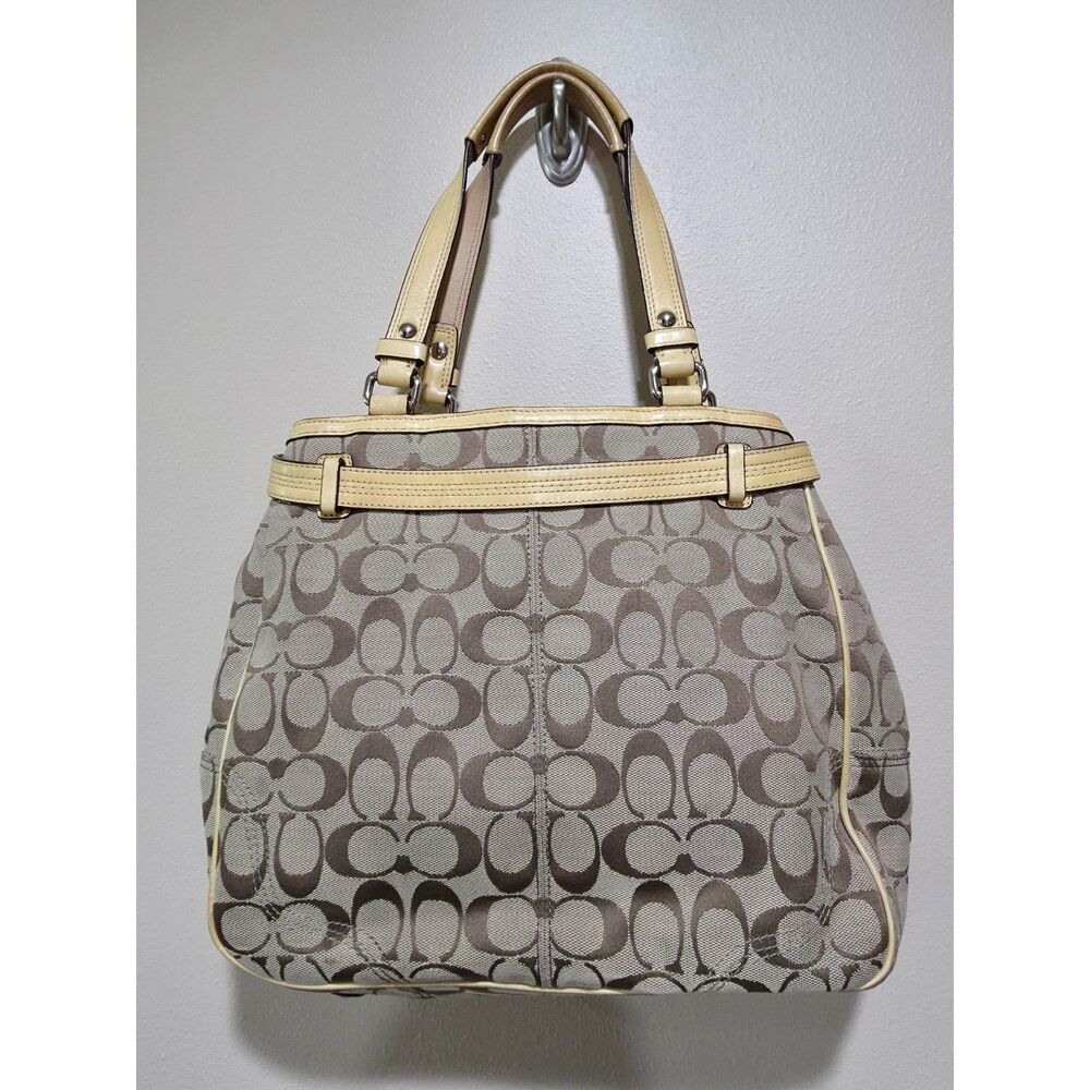Coach Vintage Soho Zebra Stripe Signature Jacquard Tote Shoulder Bag Beige Brown - Picture 3 of 8